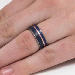 Lapis Lazuli Wedding Band With Gold Pinstripe -Johan Jewelry Shop 2f238958d0fab9cfddd6a8c553da6382