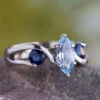 Marquise Cut Engagement Ring With Blue Stones -Johan Jewelry Shop 2f323951f44ff4005f3ca5c5f2c0fe28