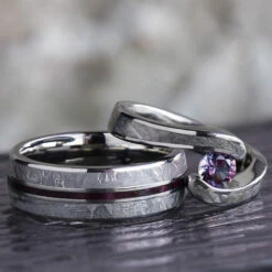 His And Hers Purple Wedding Ring Set