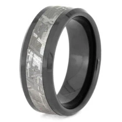 Black Ceramic Ring With Gibeon Meteorite Inlay -Johan Jewelry Shop 3028 Black Ceramic Meteorite 1.5 ee4fb113 3aa4 4b80 adcb 69a201bd6b6d