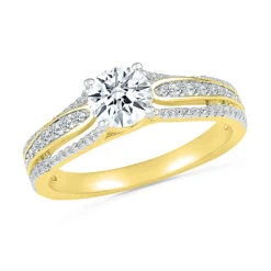 Unique, Round Cut Diamond Engagement Ring -Johan Jewelry Shop 30381 Y