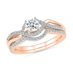 Diamond Twist Engagement Ring Set -Johan Jewelry Shop 30400 P