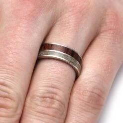 Dinosaur Bone Men's Wedding Band With Rosewood -Johan Jewelry Shop 30559e288d752a099182c573d52a5033