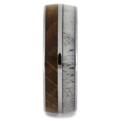 Titanium Wedding Band With Exotic Woods And Antler -Johan Jewelry Shop 3107 1E