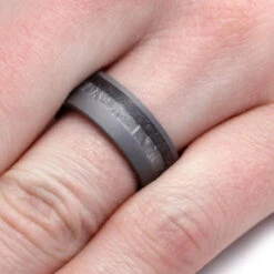 Meteorite And Dinosaur Bone Ring In Sandblasted Titanium 10 Meteorite And Dinosaur Bone Ring In Sandblasted Titanium -Johan Jewelry Shop 3108 4 O E