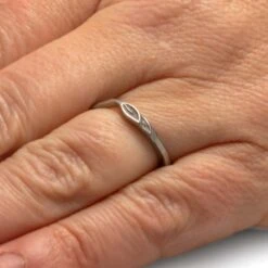 Leaf Accented Ring, Curved Wedding Band Mate To Engagement Ring 15 Leaf Accented Ring, Curved Wedding Band Mate To Engagement Ring -Johan Jewelry Shop 3183Handshot