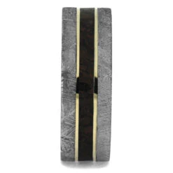 Meteorite And Dinosaur Bone Ring With Gold Pinstripes -Johan Jewelry Shop 3187new2