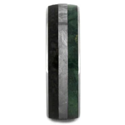 Meteorite, Dinosaur Bone & Green Wood Ring 8 Meteorite, Dinosaur Bone & Green Wood Ring -Johan Jewelry Shop 31902crushed