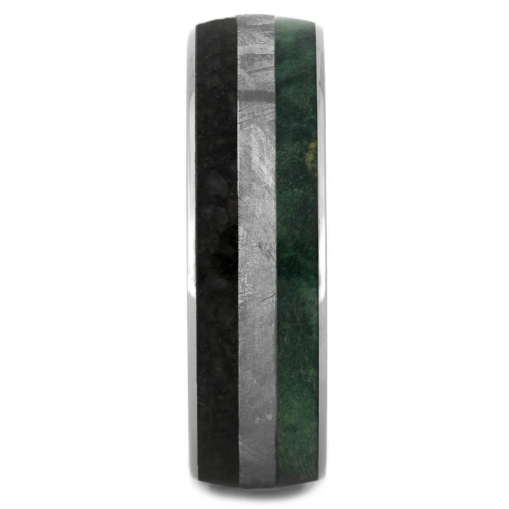 Meteorite, Dinosaur Bone & Green Wood Ring 5 Meteorite, Dinosaur Bone & Green Wood Ring - Image 3