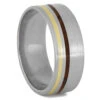 Brushed Titanium And Wood Ring With Gold Pinstripe -Johan Jewelry Shop 3199new