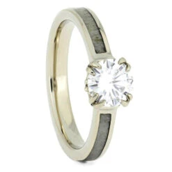 Moissanite Engagement Ring In White Gold With Antler Prongs -Johan Jewelry Shop 32061new