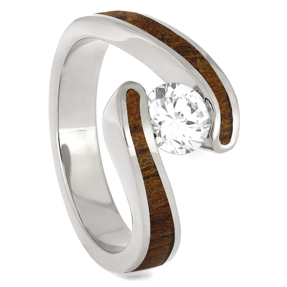 Wood Engagement Ring, Tension Setting With Wood Inlay 4 Wood Engagement Ring, Tension Setting With Wood Inlay - Image 2