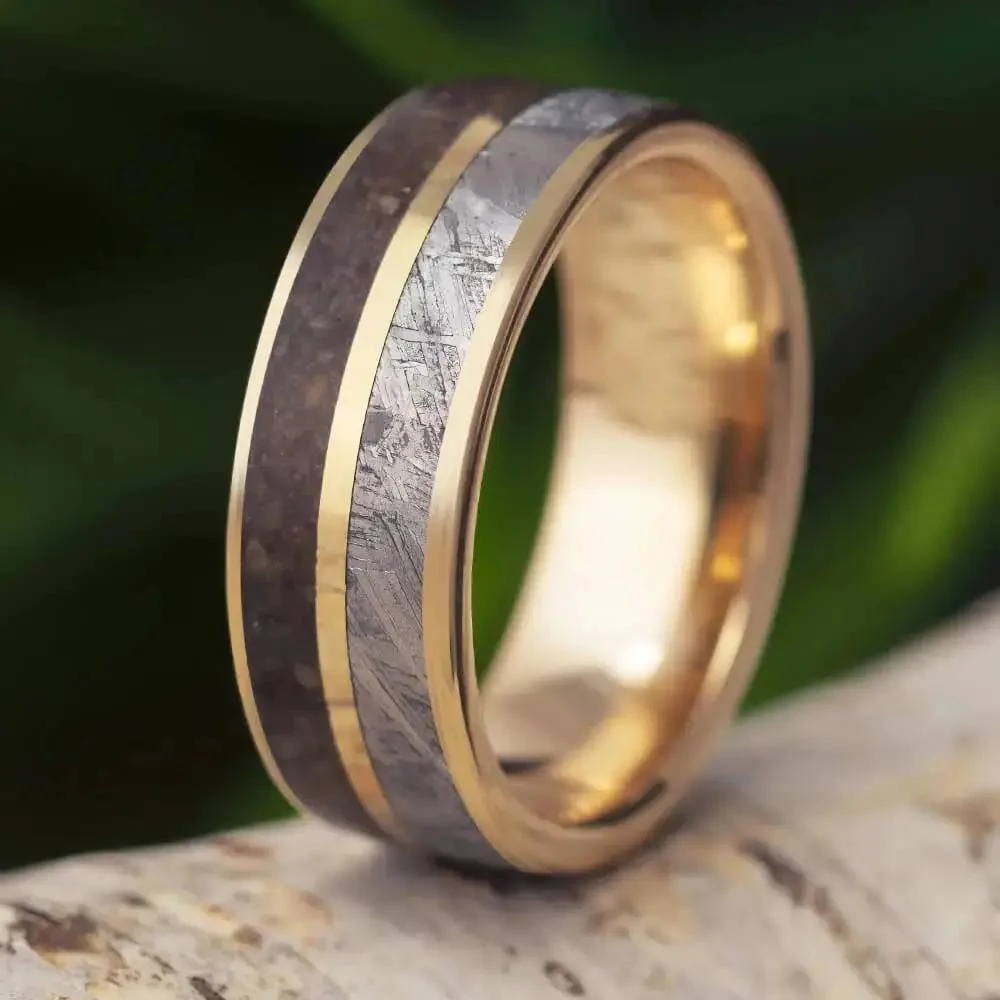 Dinosaur Bone & Meteorite Men's Wedding Band 7 Dinosaur Bone & Meteorite Men's Wedding Band - Image 5