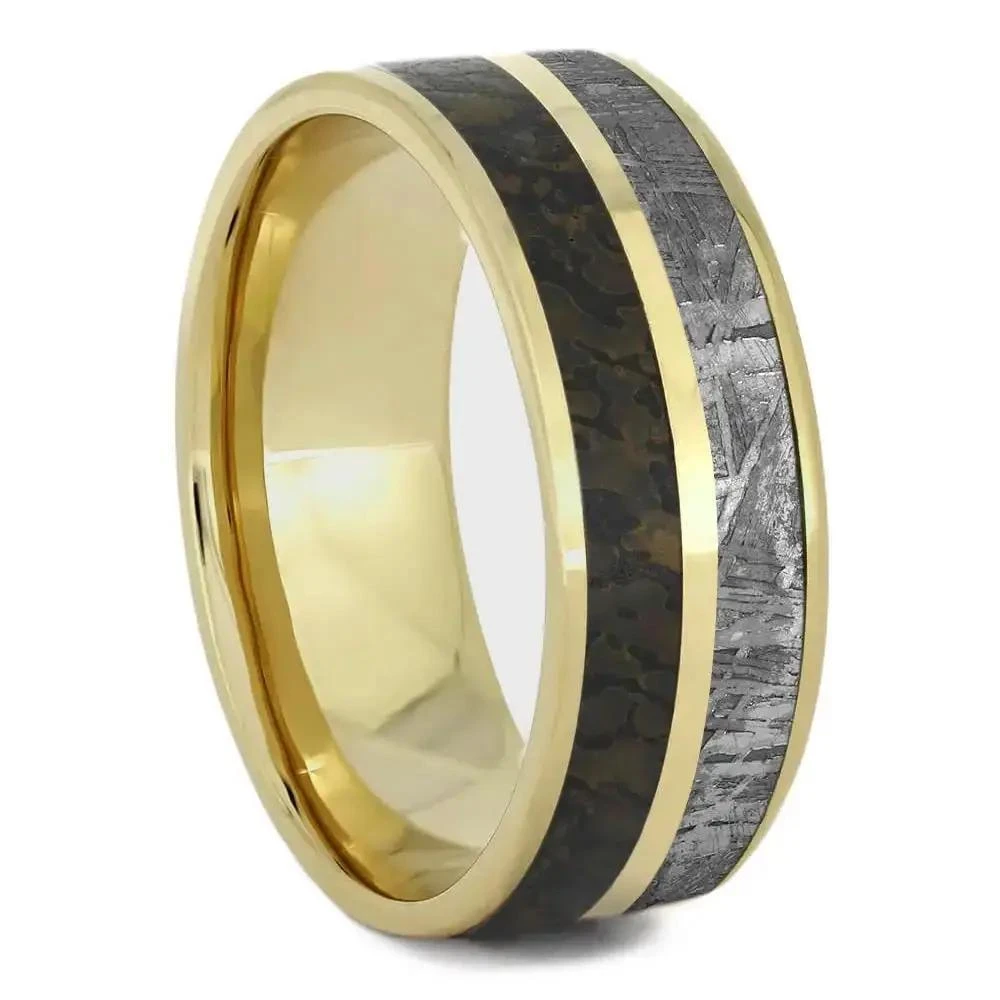 Dinosaur Bone & Meteorite Men's Wedding Band 4 Dinosaur Bone & Meteorite Men's Wedding Band - Image 2
