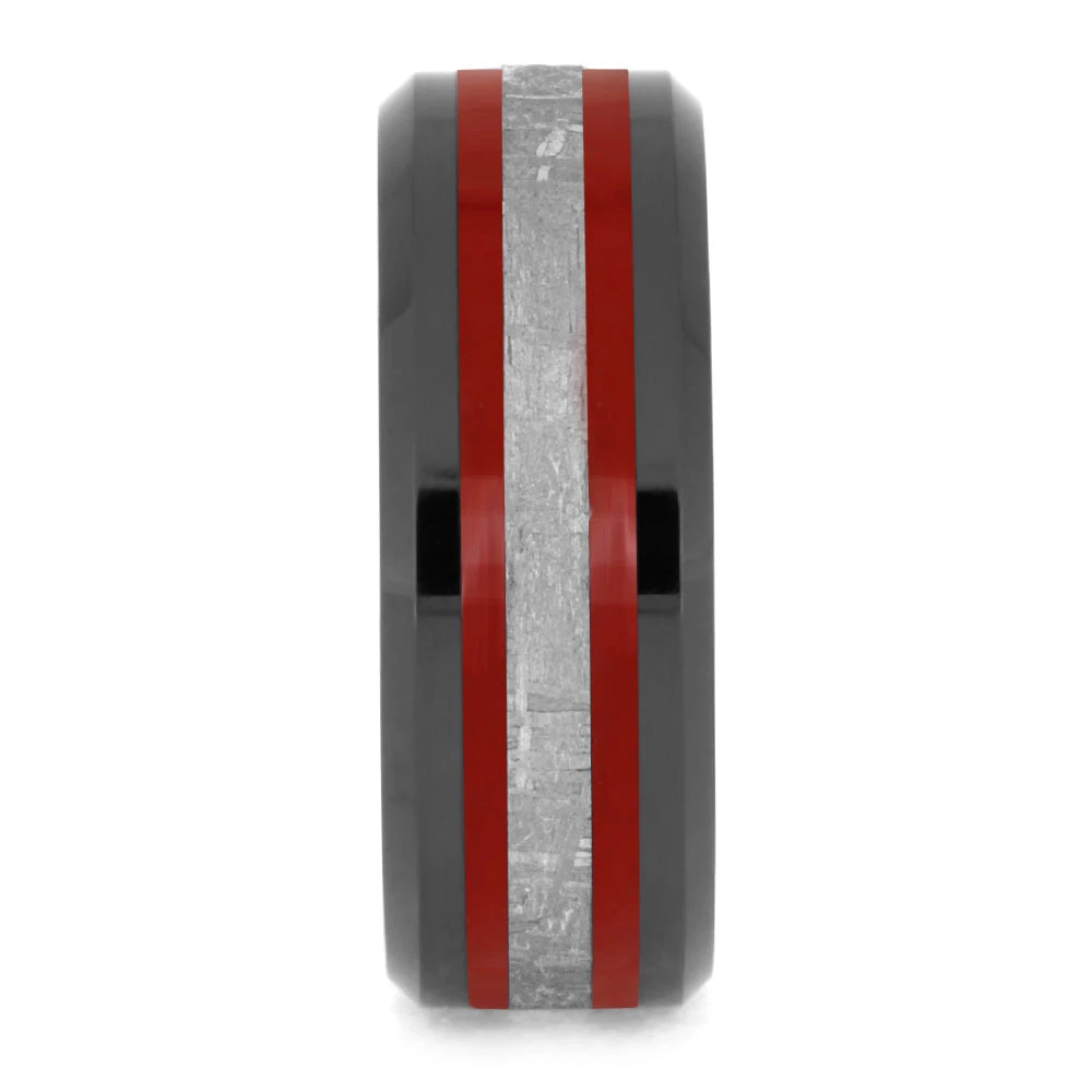 Black Ring With Red Stripes & Meteorite 5 Black Ring With Red Stripes & Meteorite - Image 3