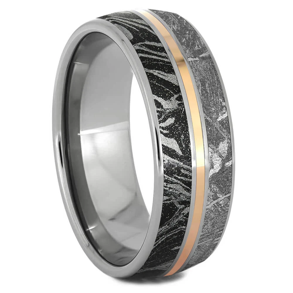 Meteorite And Mokume Gane Ring With Gold Pinstripe 4 Meteorite And Mokume Gane Ring With Gold Pinstripe - Image 2