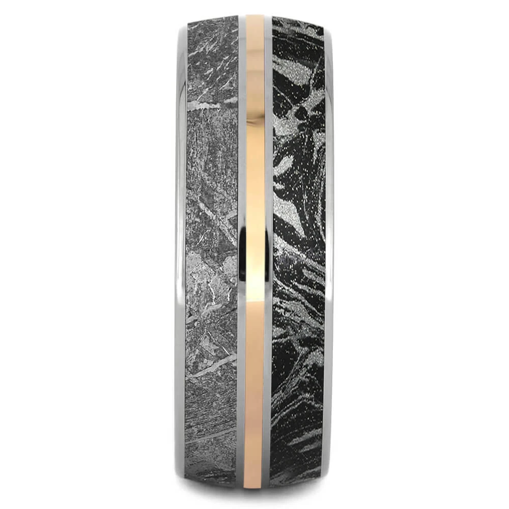 Meteorite And Mokume Gane Ring With Gold Pinstripe 5 Meteorite And Mokume Gane Ring With Gold Pinstripe - Image 3