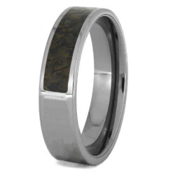 Dinosaur Bone & Meteorite Titanium Wedding Band -Johan Jewelry Shop 3340new3