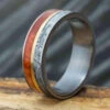 Meteorite And Wood Wedding Band With Gold Pinstripe 2 Meteorite And Wood Wedding Band With Gold Pinstripe -Johan Jewelry Shop 3406YGArtNewCropped