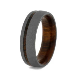 Ironwood & Sandblasted Titanium Band, 6mm Ring -Johan Jewelry Shop 3408 2E