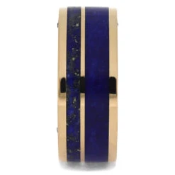 Lapis Lazuli Wedding Band In Polished Gold, Sapphire Engagement Ring -Johan Jewelry Shop 3410 1E