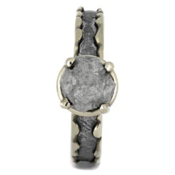 Rough Diamond Engagement Ring, Meteorite Ring With Wavy Design -Johan Jewelry Shop 3427 1E