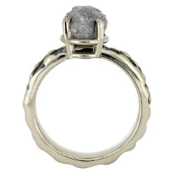 Rough Diamond Engagement Ring, Meteorite Ring With Wavy Design -Johan Jewelry Shop 3427 3E