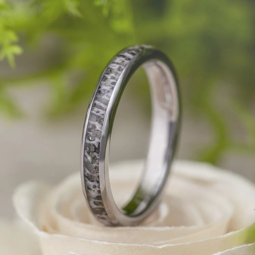 Thin Deer Antler Women's Wedding Ring 11 Thin Deer Antler Women's Wedding Ring - Image 9