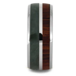 Jade Wedding Band With Natural Redwood, Titanium Ring With Pinstripe 8 Jade Wedding Band With Natural Redwood, Titanium Ring With Pinstripe -Johan Jewelry Shop 3487new2
