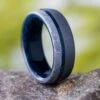 Meteorite & Blue Wood Men's Wedding Band -Johan Jewelry Shop 3496newart 1