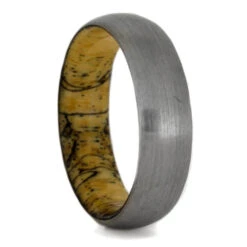 Brushed Titanium Ring With Tamarind Wood Sleeve