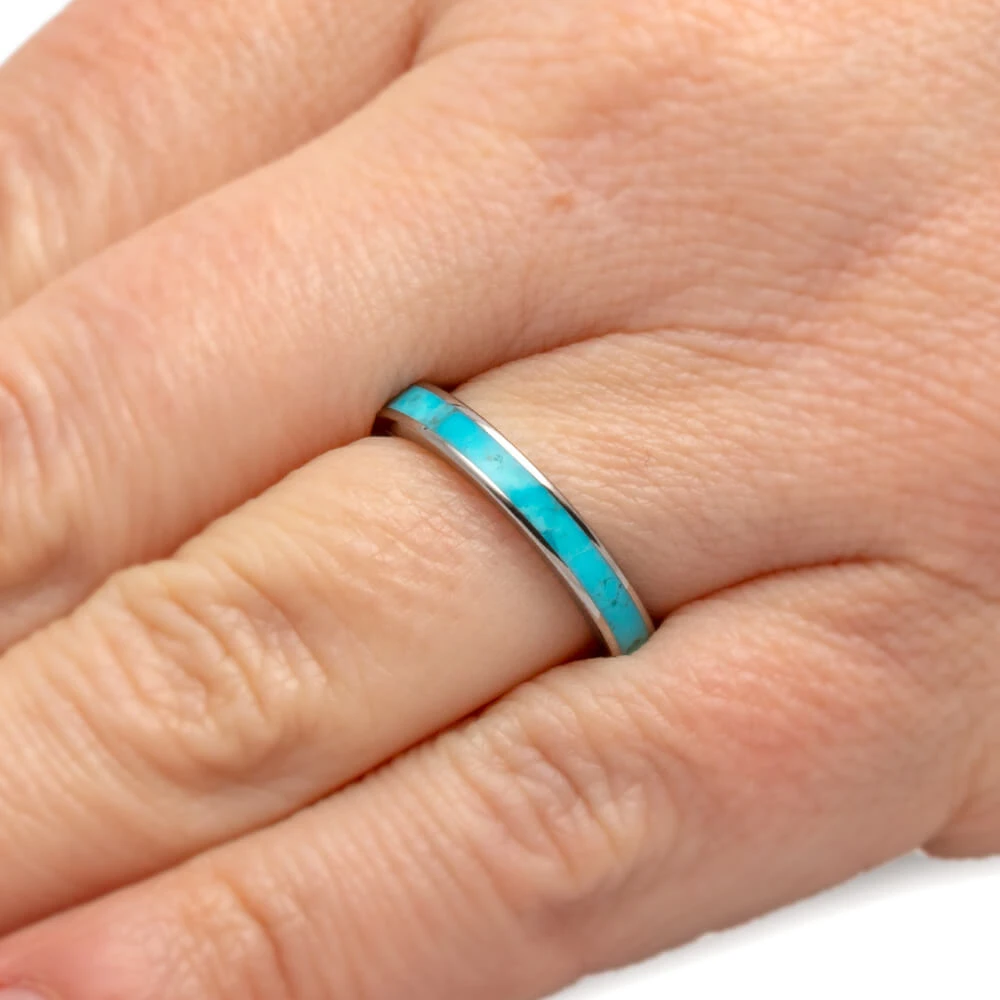 Turquoise Women's Wedding Band 7 Turquoise Women's Wedding Band - Image 5