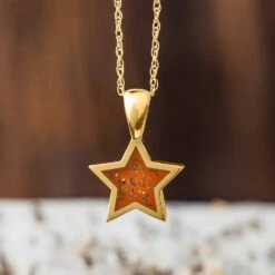 Yellow Gold Star Pendant Necklace With Orange Stardust™