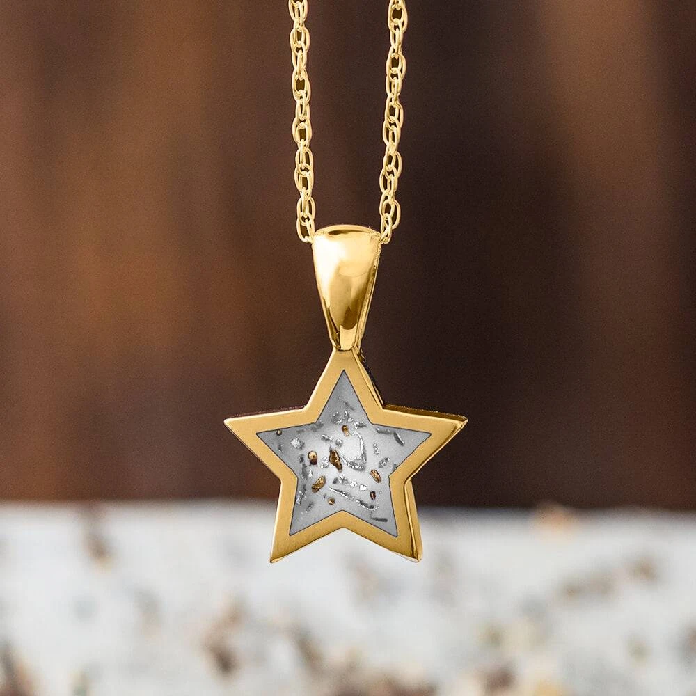 Yellow Gold Star Pendant Necklace With White Stardust™ 3 Yellow Gold Star Pendant Necklace With White Stardust™