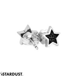 Star Shaped Solid Silver Stud Earrings -Johan Jewelry Shop 3522 BK 1
