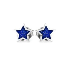 Star Shaped Solid Silver Stud Earrings -Johan Jewelry Shop 3522 BL 2