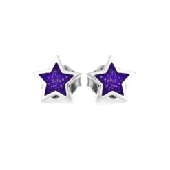 Star Shaped Solid Silver Stud Earrings -Johan Jewelry Shop 3522 PR 2