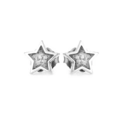 Star Shaped Solid Silver Stud Earrings -Johan Jewelry Shop 3522 WH 2