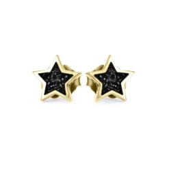 Stardust Stud Earrings In 10k Yellow Gold, Multiple Colors 20 Stardust Stud Earrings In 10k Yellow Gold, Multiple Colors -Johan Jewelry Shop 3522BK