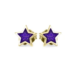 Stardust Stud Earrings In 10k Yellow Gold, Multiple Colors 27 Stardust Stud Earrings In 10k Yellow Gold, Multiple Colors -Johan Jewelry Shop 3522PU