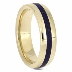 Lapis Lazuli Wedding Band Set, 14k Yellow Gold Matching Rings 9 Lapis Lazuli Wedding Band Set, 14k Yellow Gold Matching Rings -Johan Jewelry Shop 3563E