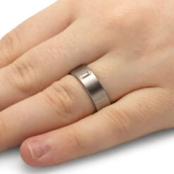 Baguette Sapphire Wedding Ring For Men, Titanium Band -Johan Jewelry Shop 3565Handshot