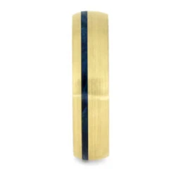 Wood Wedding Band With Brushed Gold Finish 8 Wood Wedding Band With Brushed Gold Finish -Johan Jewelry Shop 3592ygnewblueboxround2