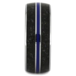 Crushed Dinosaur Bone Wedding Band With Blue Enamel 10 Crushed Dinosaur Bone Wedding Band With Blue Enamel -Johan Jewelry Shop 3600 1 E