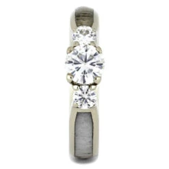 Three Stone Engagement Ring With Antler Inlay 10 Three Stone Engagement Ring With Antler Inlay -Johan Jewelry Shop 3613 1E