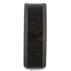 Men's Wedding Band With Dinosaur Bone And Sandblasted Finish 12 Men's Wedding Band With Dinosaur Bone And Sandblasted Finish -Johan Jewelry Shop 3626 1 E
