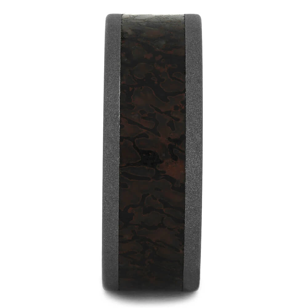 Men's Wedding Band With Dinosaur Bone And Sandblasted Finish 5 Men's Wedding Band With Dinosaur Bone And Sandblasted Finish - Image 3