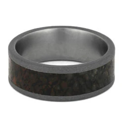 Men's Wedding Band With Dinosaur Bone And Sandblasted Finish 14 Men's Wedding Band With Dinosaur Bone And Sandblasted Finish -Johan Jewelry Shop 3626 3 E