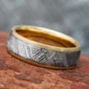 Solid Gold Meteorite Men's Wedding Band, 7mm Ring -Johan Jewelry Shop 3628ygartround