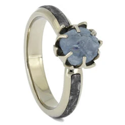 Rough Aquamarine Engagement Ring With Meteorite In White Gold 14 Rough Aquamarine Engagement Ring With Meteorite In White Gold -Johan Jewelry Shop 3636E